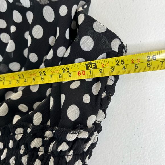 Mlle Gabrielle Black White Polka Dot Surplice Sleeveless Chiffon Dress Women 2X - Picture 12 of 16